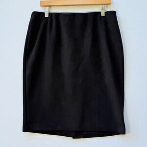 Maree Pour Toi Womens‎ 16 Black Faux Suede Mini Pencil Skirt Lined Career Office
